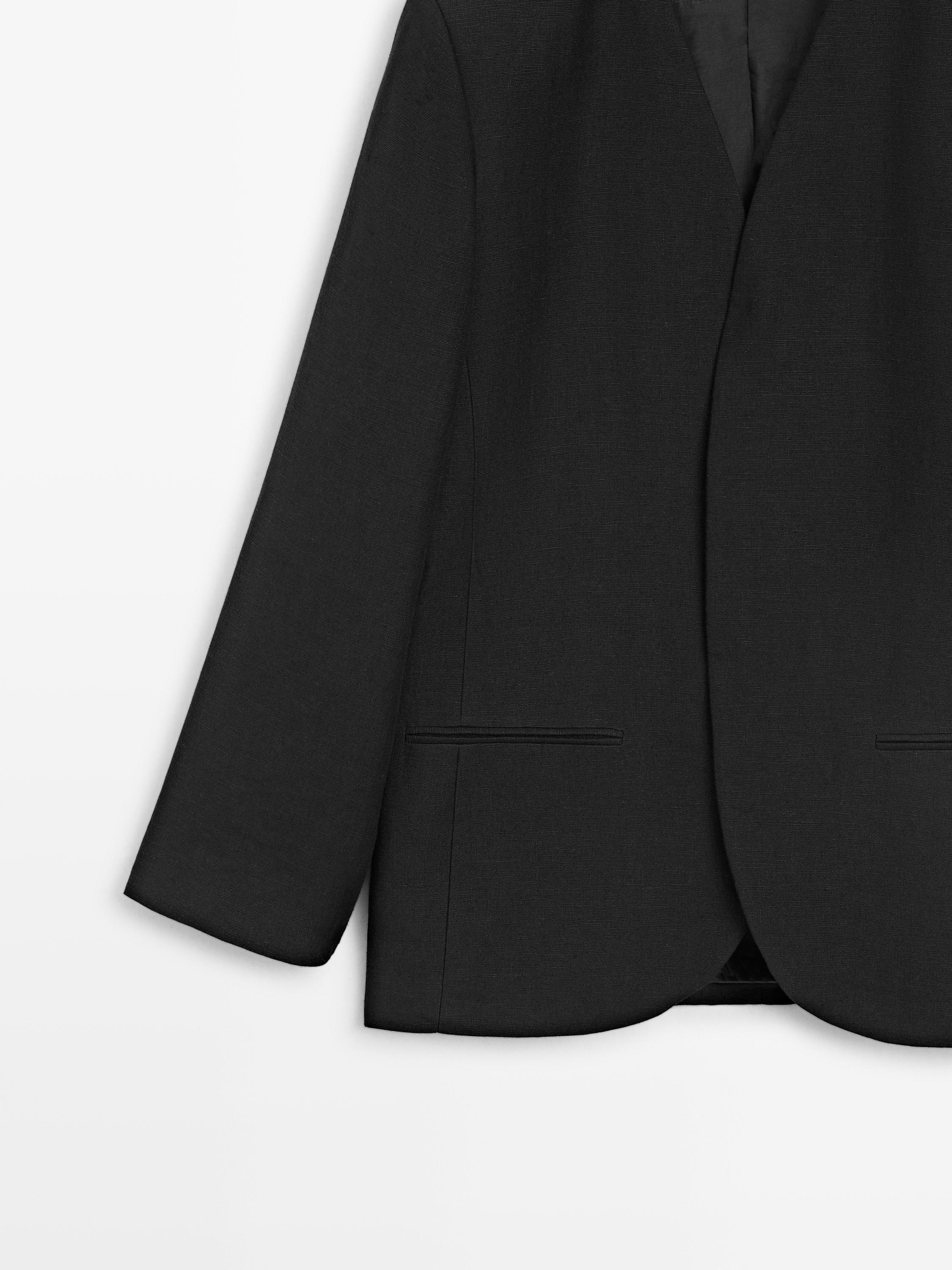 100% linen lapelless blazer